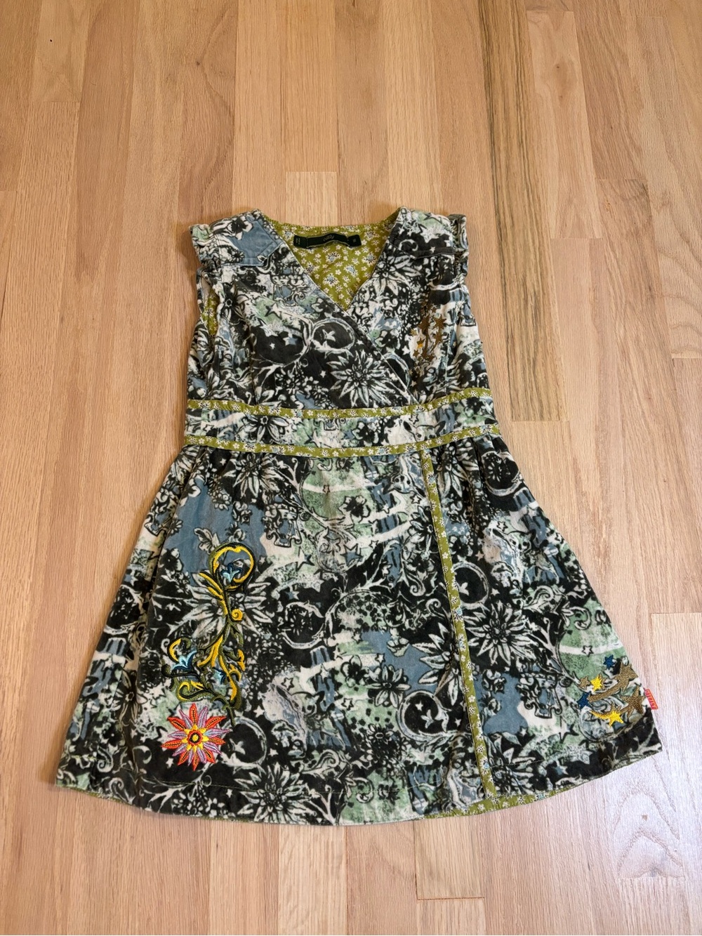 Oilily Black Green Blue Floral-Print Casual Dress
